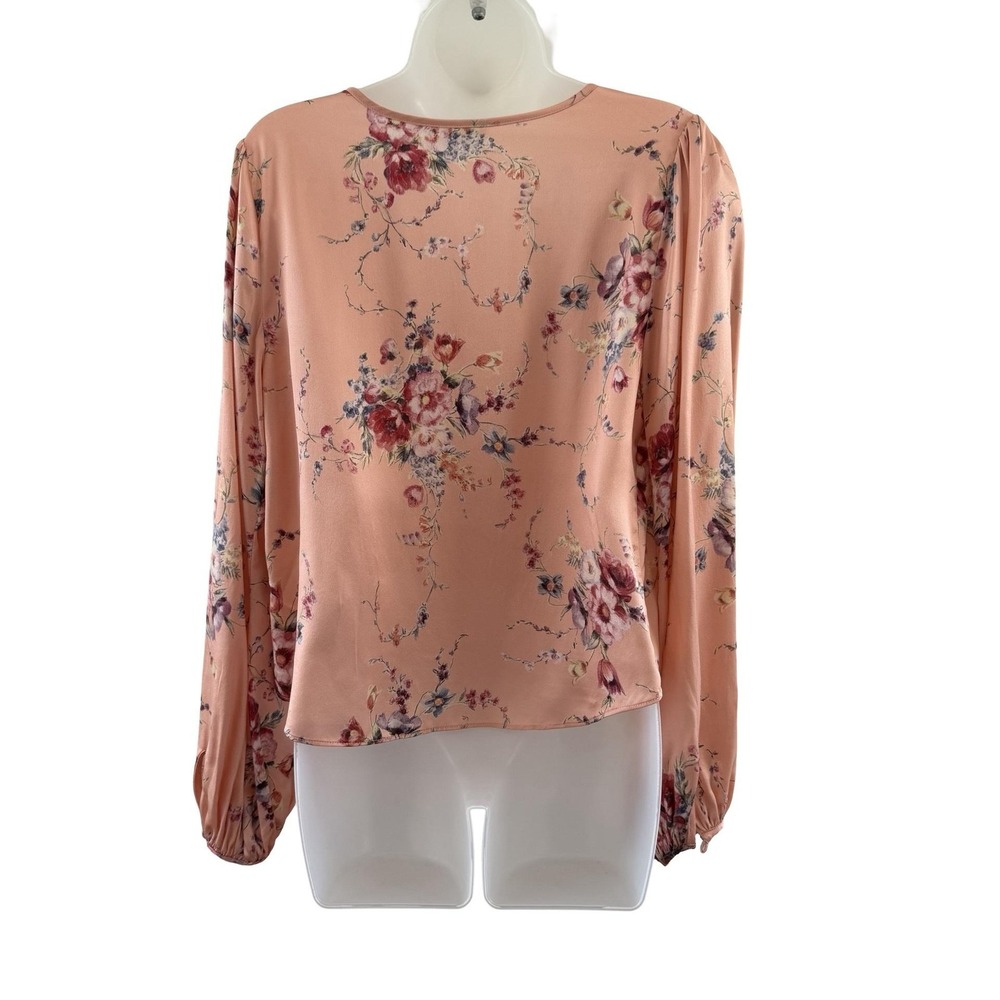 LoveShackFancy Blouse Womens Small Pink 100% Silk Floral Button Front Satin Top - Picture 2 of 16